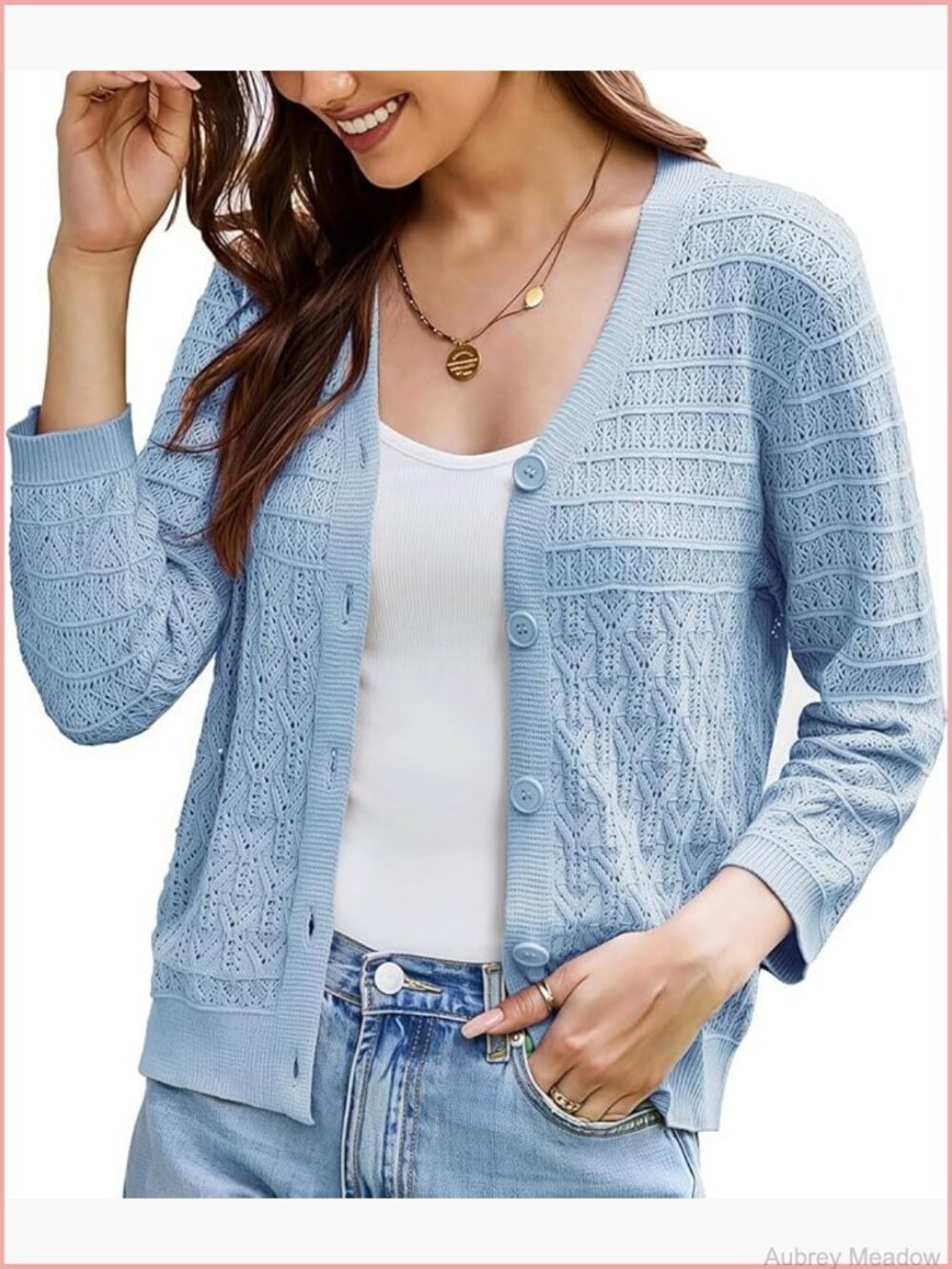Lightweight Crochet Cardigan, 3/4 Sleeve Cropped Shrug Top
